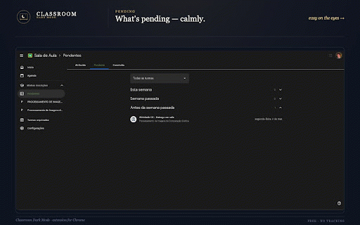 Classroom Dark Mode :: A soft, elegant dark theme for Google Classroom. One toggle. No tracking.