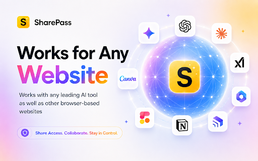 SharePass: Share AI Safely Without Sharing Passwords :: Share temporary, encrypted access to your AI tools and premium sites – without revealing your password.