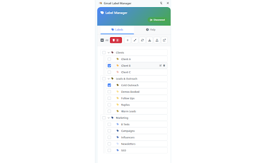 Gmail Label Manager :: Manage Gmail labels with ease - create, edit, delete, and organize labels in a sidebar interface