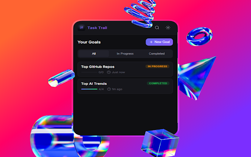 Task Trail :: Save websites with context, grouped by goals. Work on multiple topics, stop anytime, come back and remember everything.