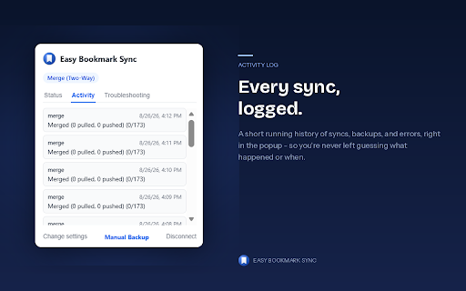 Easy Bookmark Sync :: Syncs bookmarks between computers through your own Google Drive.