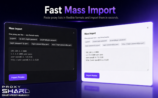 ProxyShard – Smart Proxy Manager :: HTTP/HTTPS & SOCKS5 proxy manager with geo-detection, domain routing and instant switching.