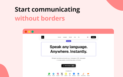 Bridgely - Real-Time Chat Translator :: Chat instantly in any language. Bridgely translates live conversations across all web chat platforms. No copy-paste.