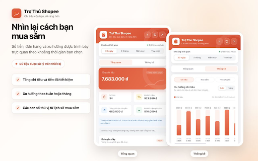 Trợ Thủ Shopee — Thống kê & Tra cứu :: Thống kê chi tiêu Shopee, tra cứu độ tin cậy shop và so sánh sản phẩm — xử lý ngay trên thiết bị của bạn.