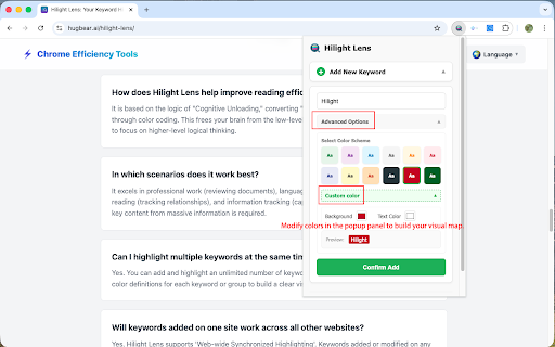 Hilight Lens :: Instantly highlight keywords on any website. Customize colors, use presets, and mark important info with a right-click.