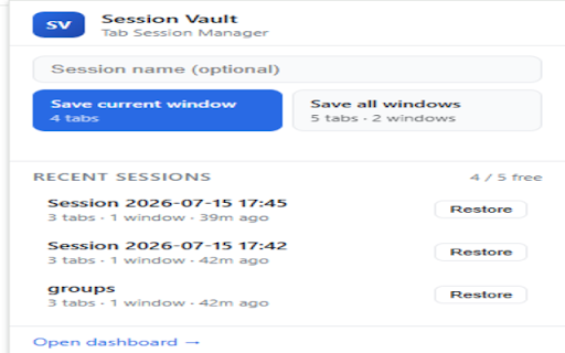 Session Vault — Tab Session Manager :: Reliable tab session manager. Save, restore, search, and back up your browser windows locally. Your data stays on your device.