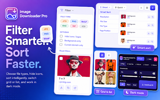 Image Downloader Pro — Bulk Image Saver, Converter & Capture :: Find, filter, convert, capture, and download images from webpages with a clean side drawer and bulk tools.