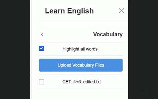 English Word Highlighter :: Highlight English words to help learn english. Features word translations, pronunciations, vocabulary management, cross-device sync.
