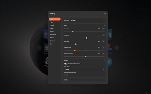 New Tab :: A premium, highly customizable New Tab extension with a sleek design, shortcut management, and integrated search.