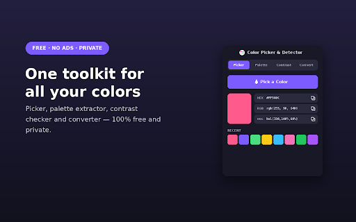 Color Picker & Eyedropper — HEX RGB HSL Color Detector :: Color picker & eyedropper to grab any HEX, RGB or HSL color from screen or images. Extract palettes & check WCAG contrast.
