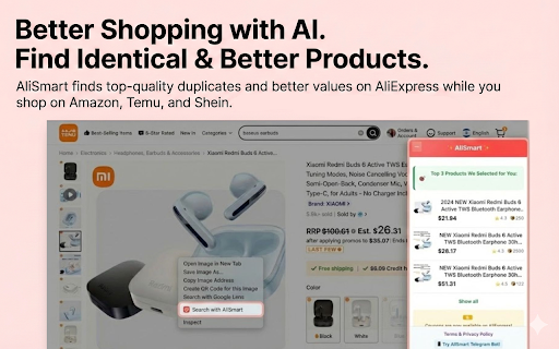 AliSmart – AliExpress AI Shopping Assistant & Coupon Finder :: AliExpress AI Shopping Assistant: Coupons, product analysis, recommendations, better dupes & equivalents on Temu/Amazon/Shein/eBay.