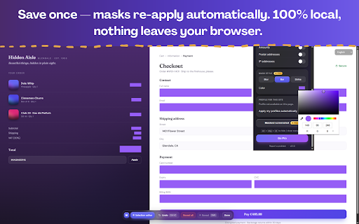 MaskShare — Blur & Hide Sensitive Data :: Blur or hide sensitive data on any page before sharing your screen. 100% local — nothing leaves your browser.