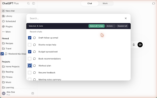 ChatSweep for ChatGPT :: Bulk delete, archive, and manage ChatGPT chats and projects — with pause, stop, and safety confirmations.