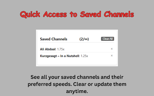 YouTube Speed Per Channel – Auto Playback Memory :: Auto-saves your YouTube playback speed per channel. Never manually reset speed again.