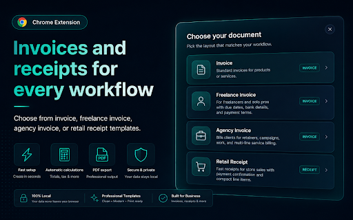 Invoice Builder :: Create professional invoices and receipts in your browser, calculate taxes and totals, and save them as PDF.