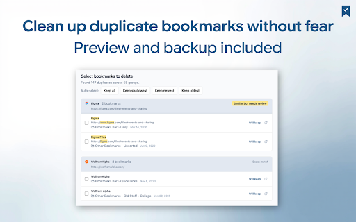 TrueBookmark - Bookmark Manager & Backup :: Back up your bookmarks locally, find them instantly, and clean up duplicates. Everything stays on your device.