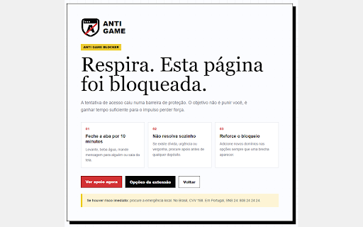 Anti Game Blocker :: Bloqueador local de sites de apostas para reduzir impulso e apoiar rotinas digitais mais seguras.