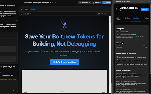 Lightning Bolt Fix V3 :: Lightning Bolt Fix V3 is a powerful Chrome extension designed specifically for Bolt.new users. This innovative tool seamlessly…