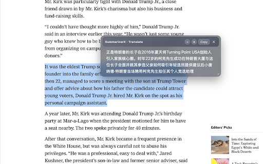 SummarizerX AI Reader :: Extract and translate on-page selections via a floating panel. 摘要、翻译网页选区并在页面内弹窗显示。
