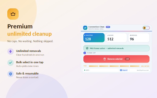 Linkedin Connection Select & Clean Pro :: ✅ Add checkboxes 🗹 to each connection, letting you remove individuals 🔍 or clean up all at once 🗑️