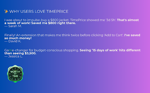 Worth My Time :: See product prices as working time. Know what things actually cost you in hours and days of work.