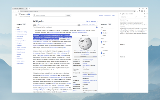 Split & Inline Translate :: Read and translate webpages in place with word glosses, inline, split-screen, Hover, Auto, and AutoX modes.