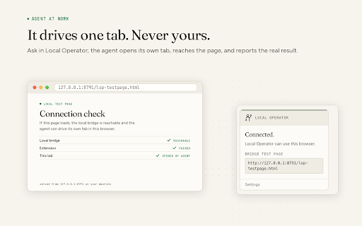 Local Operator :: Connect Local Operator to the browser you already use, entirely on your machine.