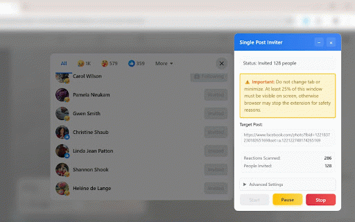 Facebook Page Auto Inviter :: Automate inviting users who reacted to your Facebook page posts