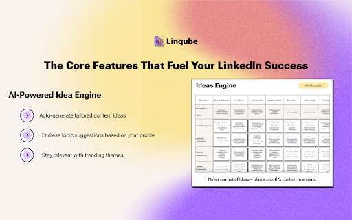 Linqube :: Enhances LinkedIn profiles and generates post content with Generative AI