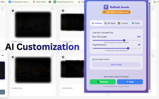 ReRank Assets: Portfolio Booster for Adobe Stock :: Auto-update titles & keywords on approved Adobe Stock files using Gemini, Groq, Mistral, and OpenRouter AI.