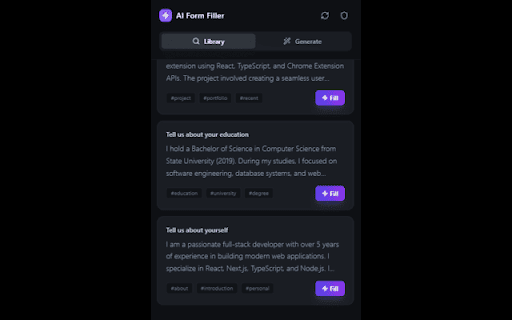 AutoJobFill: AI Job Application Helper :: Auto-fill job applications with your saved answers.