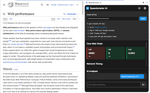 Speedometer AI :: Monitor web performance metrics with AI-powered analysis