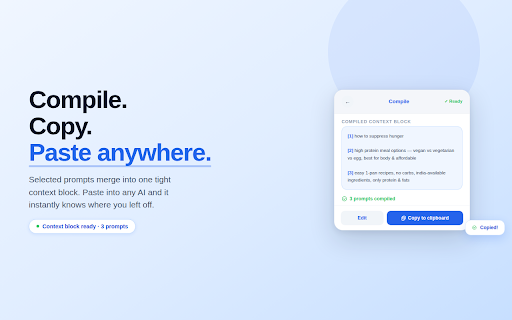 1-Prompt :: Capture & Compile your prompts from AI conversations in One Click
