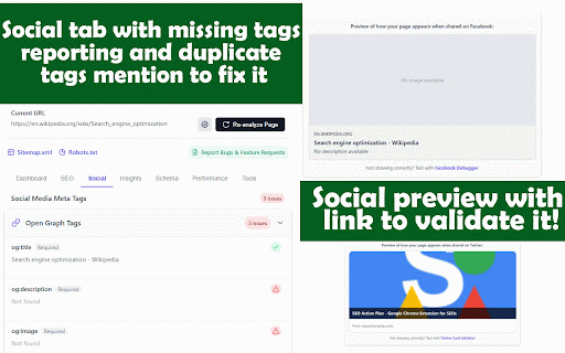SEO Action Plan Extension :: Analyze SEO meta tags, social tags, schema markup & performance. Detect duplicates, missing tags & actionable SEO insights instantly