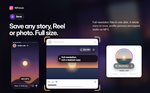 IGFocus — Distraction-Free Instagram, Ghost Mode, Story Saver, Screen Time :: Hide Instagram feed, Reels & Stories. View stories anonymously, read DMs without "Seen", daily time limit, download photos & videos.