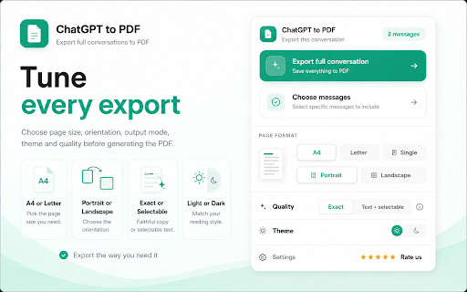 ChatGPT to PDF :: Use ChatGPT to PDF extension to save chatgpt as pdf, print, or export chatgpt conversation in one click.