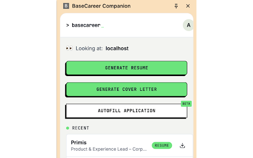 BaseCareer Companion :: Generate AI-tailored resumes and cover letters from any job page