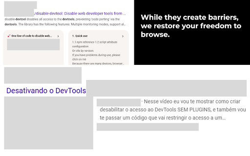DevTools Enabler :: Impede que sites bloqueiem o DevTools e outras ferramentas de desenvolvedor.