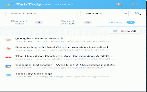 TabTidy - Smart Tab Manager :: Smart tab manager to organize, save, and restore your browser tabs