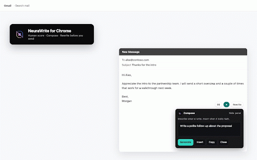 NeuraWrite :: Human-score writing assistant anywhere you write — rewrite, compose, and check AI-detection before you send.