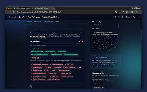Resimay: Save Jobs Instantly :: Save jobs from LinkedIn, Indeed, and Glassdoor to your Resimay tracker in one click. Auto-tailor resumes, learn from rejections.