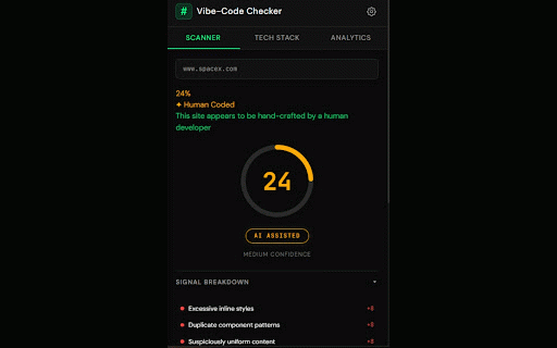 Vibe-Code Checker :: Detect AI vibe-coded websites and analyze their tech stack