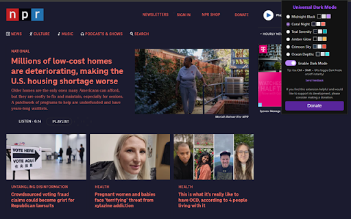 Universal Dark Mode :: Toggle dark mode on any website with selectable themes.