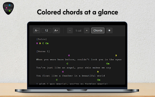 TabStage - Fullscreen Tabs for Ultimate Guitar :: Distraction-free tab reader for Ultimate Guitar. Multi-column layout, colored chords, and custom font size - built for practice.