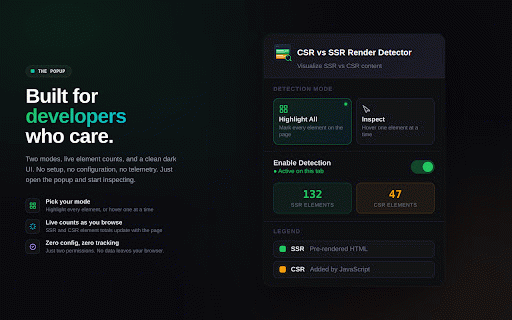 CSR vs SSR Render Detector :: Visually identify Server-Side Rendered vs Client-Side Rendered content on any webpage.