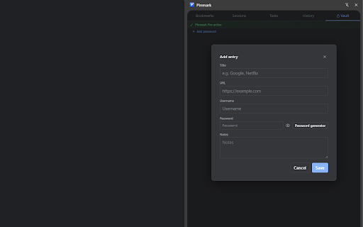 Pinmark — Bookmark Manager, Password Vault & Tasks in a Chrome Sidebar :: The most compact bookmark sidebar for Chrome. Fast, slim, customizable.