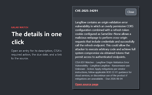 Galar Watch :: Real-time CVE monitoring from CISA and NVD feeds. Stay informed about the latest vulnerabilities with instant notifications.