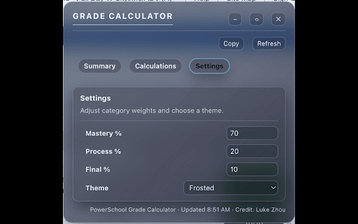 PowerSchool Grade Calculator :: Calculates grades and shows detailed math on PowerSchool grade pages