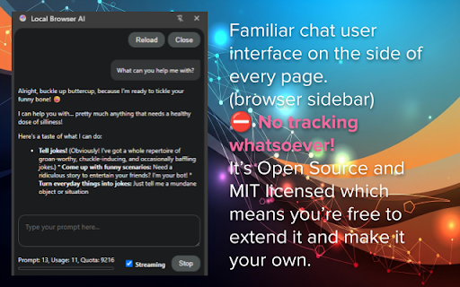 Local Browser AI :: A simple Browser extension for using the Prompt API.