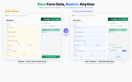 FormPilot - AI Form Autofill :: Fill any web form with one click. AI-powered autofill for name, address, email & more. Free, no account needed.